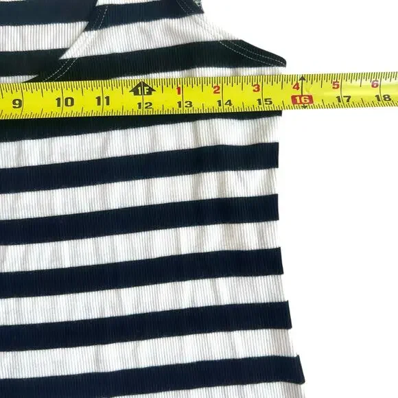 L’AGENCE Ivanna Black White Stripe Rib Knit Midi Dress Medium Euro Summer - Picture 5 of 9